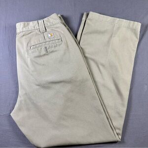 Carhartt Mens Khaki Blended Twill Work Pants 36x32 Durable Utility Workwear
